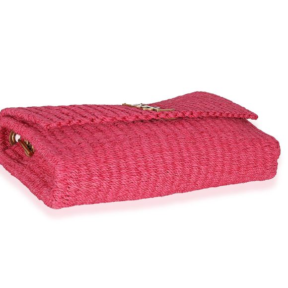 Saint Laurent Pink Woven Sisal Medium Kate Bag - Picture 3 of 8